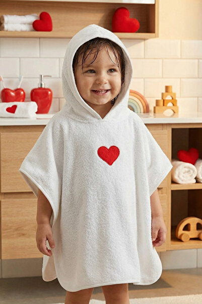 Kanz Bebek Panço Banyo ve Plaj Havlusu %100 Pamuk Kapüşonlu Nakışlı Figürlü -...