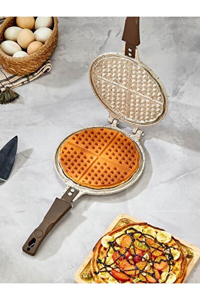 PoloChef Döküm Waffle Tavası Bakalit Sap Krem