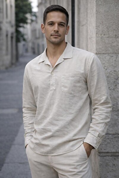 Valiberta Sartre Apaş Collar Single Pocket Thin Modal Fabric Long Sleeve Summ...