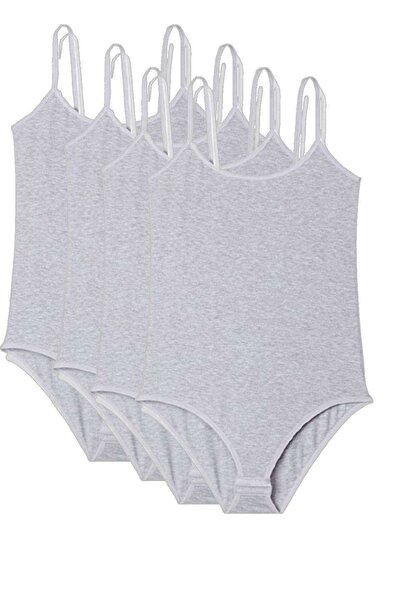 Mestore Women's Snap-On Bodysuit with 4 Rope Straps Gray