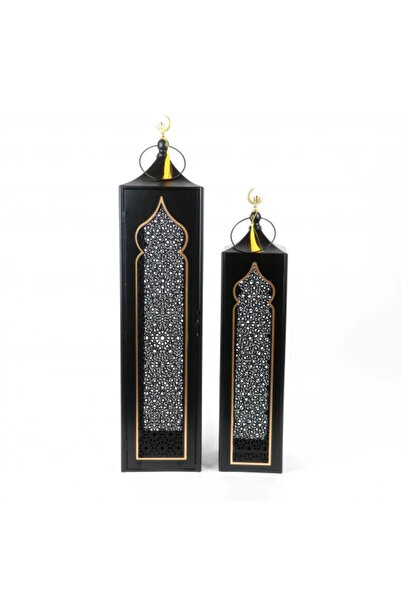 Generic 2-piece lantern set - black and gold