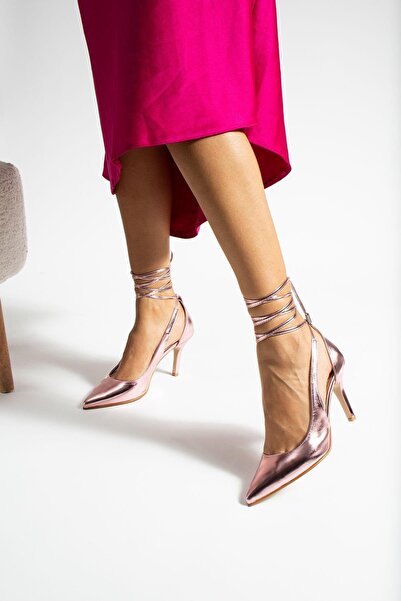 golden heel 8.5 cm Rose String Ankle Strap Stiletto Heel Shoes 2173