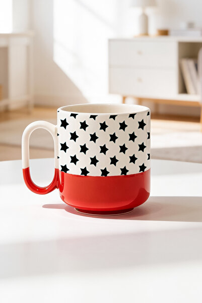 BB TRADE Black Star Design Ceramic Printed Pro Mug 330ml