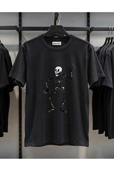 playwear PLAY WEAR Tricou unisex cu imprimeu SKELETON DOING THE THING, cu dec...