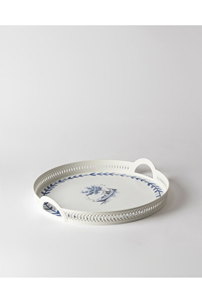 Madame Coco Savais Round Knitted Tray - Blue/White