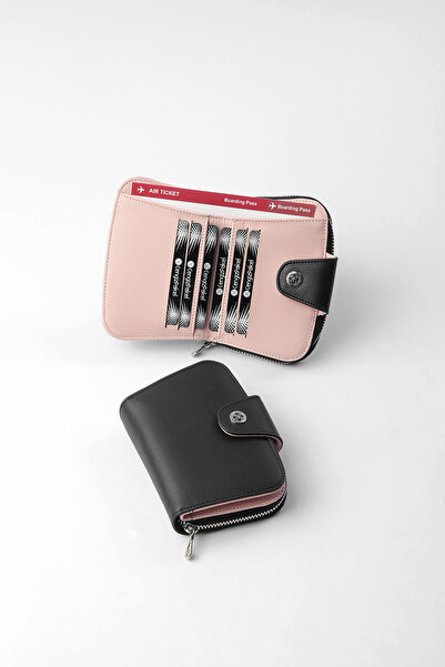 CENGİZ PAKEL Küçük Boy Kadın Cüzdan - 65308M - Siyah/Pudra