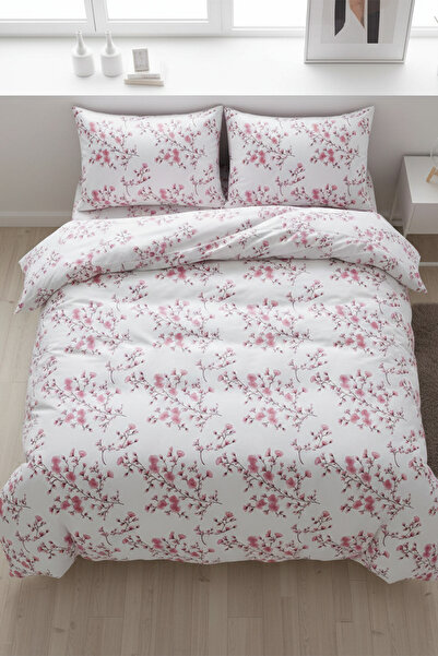 lissehome Floral Patterned Double 100% Cotton Duvet Cover Set