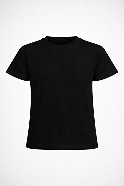 NACAR STORE تي شيرت أسود اللون برقبة دائرية للأولاد والبنات