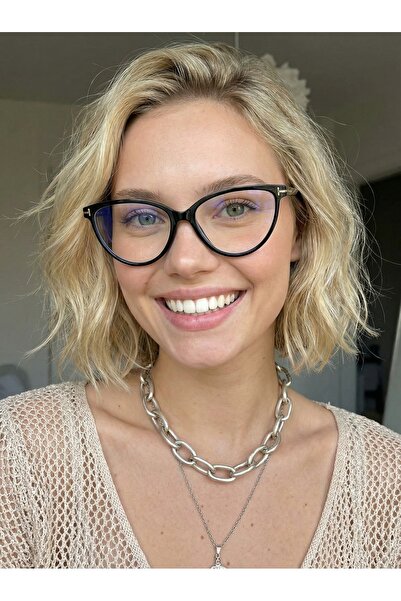 VEGA EYEWEAR Riva Cat Eye Aksesuarlı MAvi Işık Korumalı Gözlük Popüler Pinter...