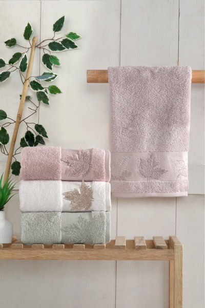 Fiesta Tekstil 50X90 Natural 3D Appliqued 4-Piece Towel Set