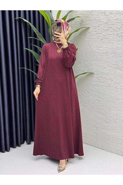 ZENA BY ÇETİN LEVENT Ribbed Knitted Fabric Long Women's Dress