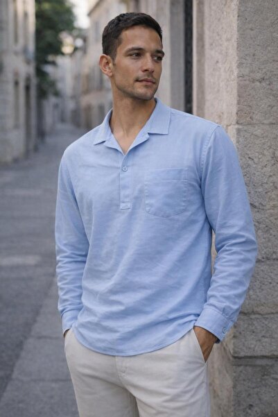 Valiberta Sartre Apaş Collar Single Pocket Thin Modal Fabric Long Sleeve Summ...