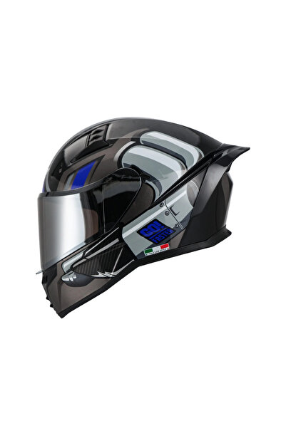 Sway SW 869 MACHINE Full Face Motosiklet Kaskı - Mavi Siyah Gri