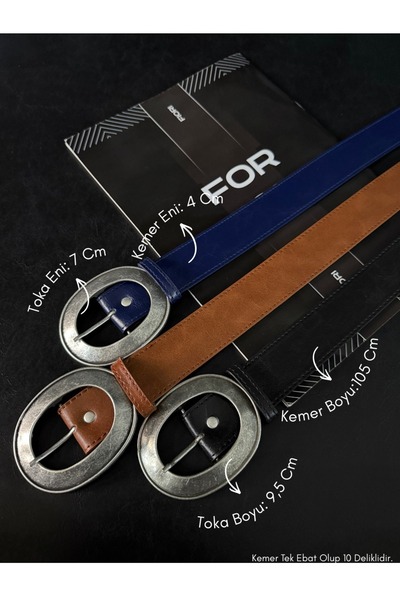 Fiori Women's Faux Leather Oval Buckle Belt, Jacket Belt, Shirt Belt, Dress Belt