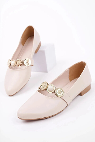 Walkenzo BK06 حذاء باليه نسائي يومي مريح مع تفاصيل مزينة بالبروش