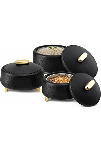 Biki Luxury 3-piece stainless steel food container set with thermal insulatio...