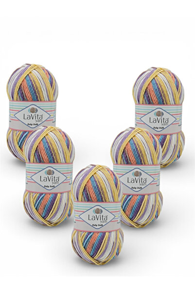 LaVita Yarn Baby Batik Multi-Colored Hand Knitting Yarn 100% Acrylic 500Gr 5 ...