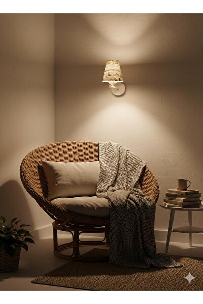 BİAVİZE Writing Style (Young Room-Bedroom-Office) White Chromed Wall Sconce