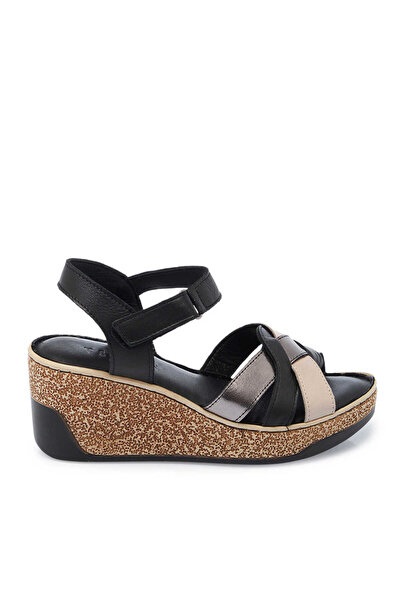 Tergan Siyah Hakiki Deri Kadın Sandalet - K25Y1SN67835-A23