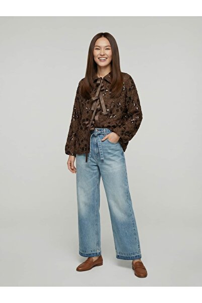 egomoda Payet İşlemeli Bağlamalı Dantel Gömlek