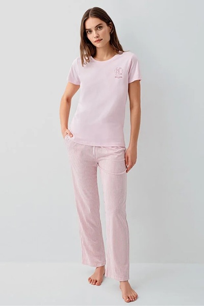 YUYİ P L E R R E C a R D L N 50% Cotton 50% Modal Crew Neck Short Sleeve Wome...