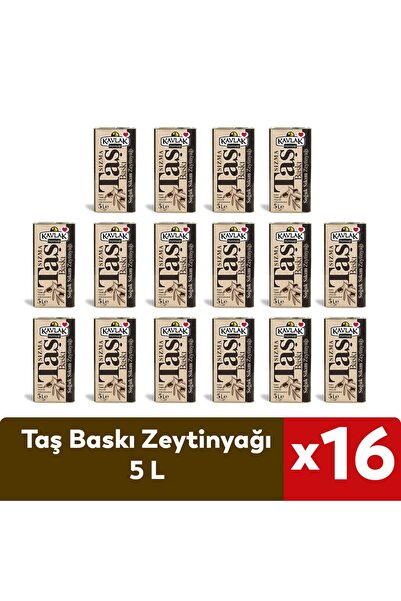 Kavlak Zeytin Kavlak 5 LT Taş Baskı Zeytinyağı 16 Adet