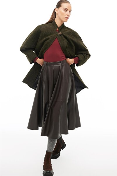 Perspective Brown Midi Skirt