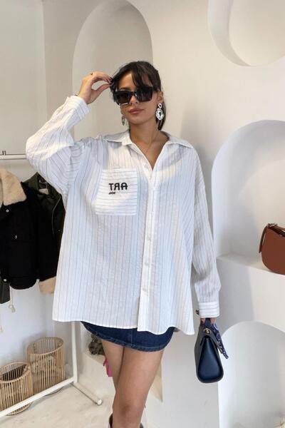 Loreen Art Written Pattern Detail Shirt - Ecru Ekru