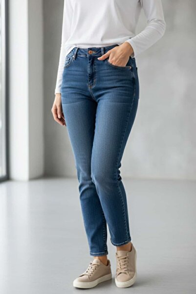 Yağmur Butik Jean Mom Lycra cu talie înaltă