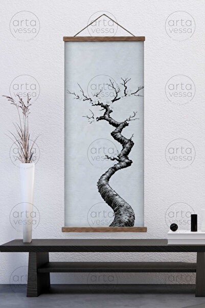 Artavessa Japon Tarzı Gerçek Ahşap Boyalı Çıtalı Askılı Kanvas Tablo - ARTJPN...