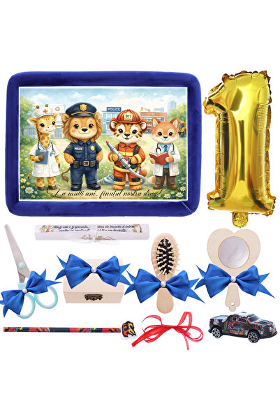 Recostore Tavita mot baieti, Politist, Doctor si Pompier, catifea, 10 piese, ...