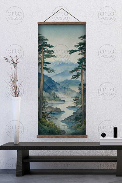 Artavessa Japon Tarzı Gerçek Ahşap Boyalı Çıtalı Askılı Kanvas Tablo - ARTJPN...
