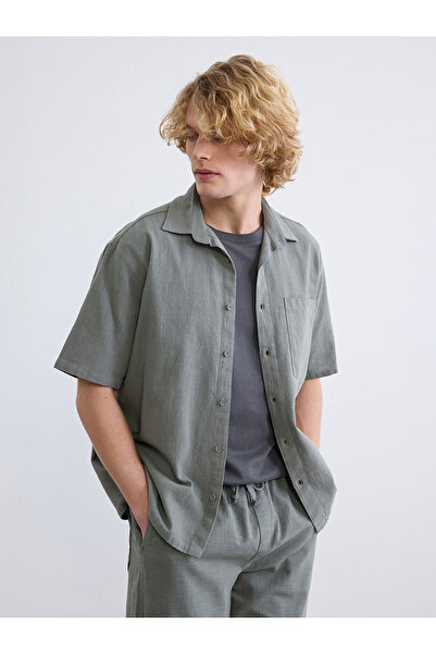 LC Waikiki Peak New Season Loose Fit Linen Look Men's Shirt