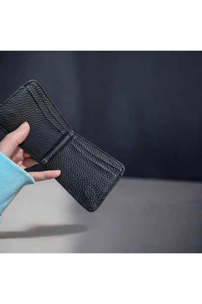 EZZY BLİSS Ezzybliss Men's Black Leather Hidden Magnet Card Holder Wallet (Va...