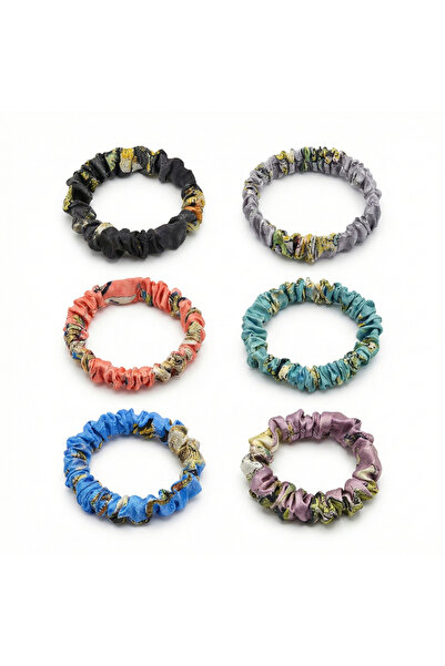 Nomads Felt 6'lı Van Gogh Badem Ağacı Serisi %100 Saf İpek Scrunchie Toka Seti