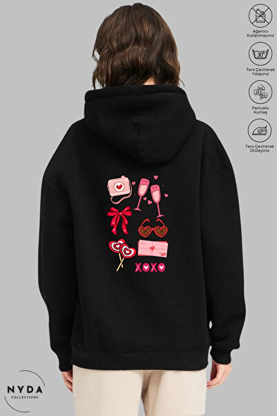 Nyda Collections Hanorac de damă cu mânecă lungă, cu imprimeu Love, cu glugă,...