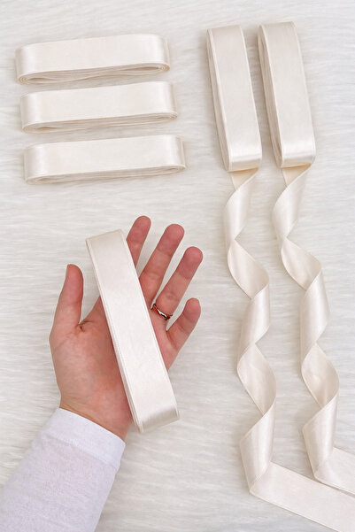 ZEYMERADE Panglică din satin crem deschis 3cm 10mt, Bohça Zestre Nuntă Henna ...