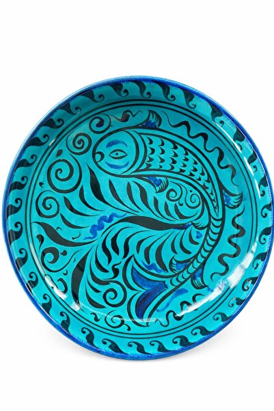 STİLİZE BALIK DESENLİ BEYLİKLER DÖNEMİ TABAK ( 19 CM )