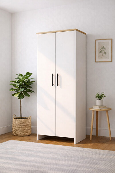 Naturel Kitchen 2 Kapaklı 6 Raflı Çok Amaçlı Dolap – Beyaz 182 Cm