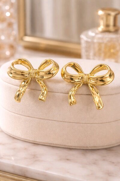 mos&more Gold Büyük Fiyonk Küpe, Çok Hafif