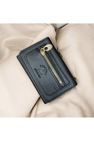 EZZY BLİSS Ezzybliss Women's Black Leather Multi-Compartment Zippered Stylish...