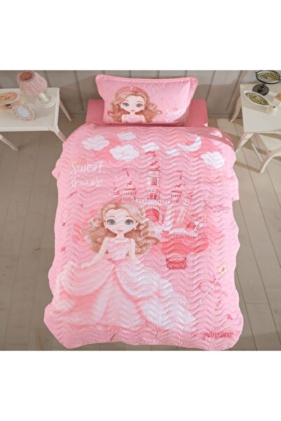 Clasy Set cuvertura matlasata + 1 fata perna bumbac 100%, Sweet Princes