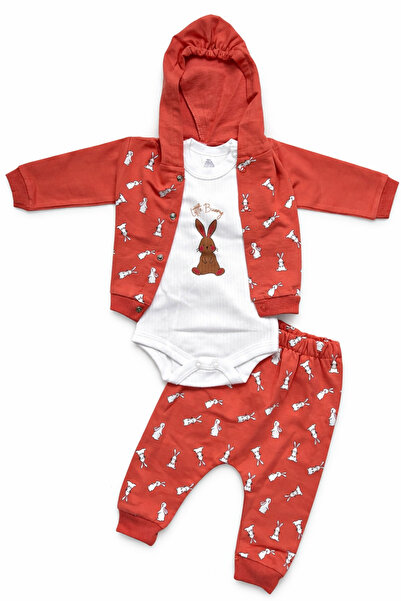 Linda Harris Little Bunny Kapüşonlu Mercan 3’lü Yenidoğan Hastane Çıkışı Seti
