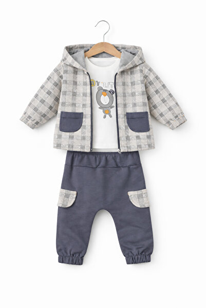 Baby Fou Baby Plaid Hooded 3-Piece Set