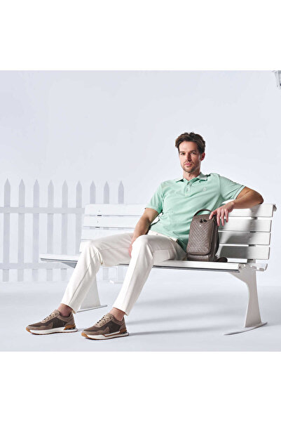 Tergan Vizon Deri - Tekstil Erkek Sneaker - E25I1AY57288-A65