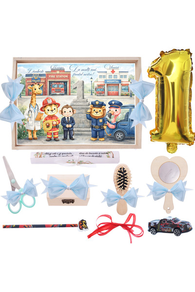 Recostore Set tava mot, model Politist, Pompier si Doctor, bleu, 10 piese, 35...