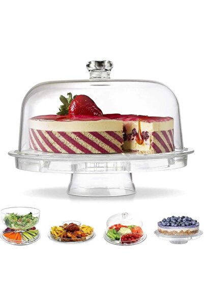 b11 ستاند تقديم كيك أكريليك بغطاء شفاف لحفظ وتقديم الحلويات