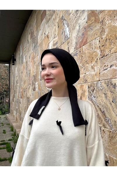 Anatolye Siyah Mio Kumaş Eşarp Bone