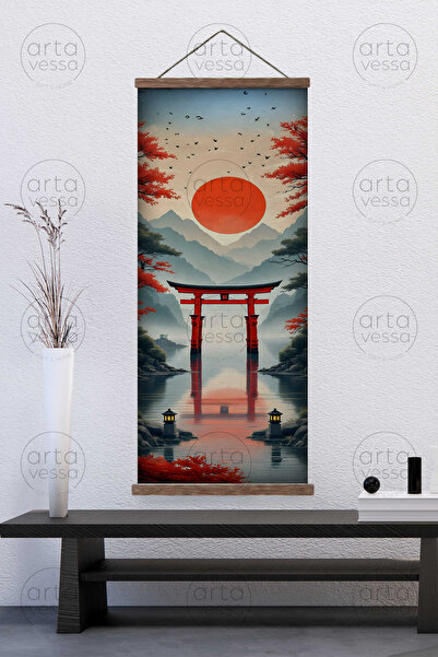 Artavessa Japon Tarzı Gerçek Ahşap Boyalı Çıtalı Askılı Kanvas Tablo - ARTJPN...