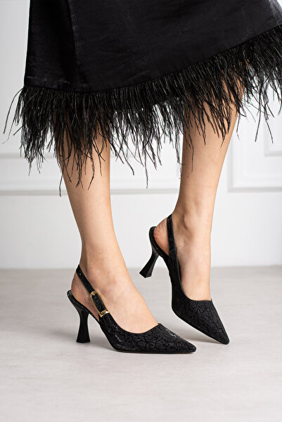 eformoda by emre yılmaz Black Glitter Pointed Toe Women's Heeled Shoes |   Ev...